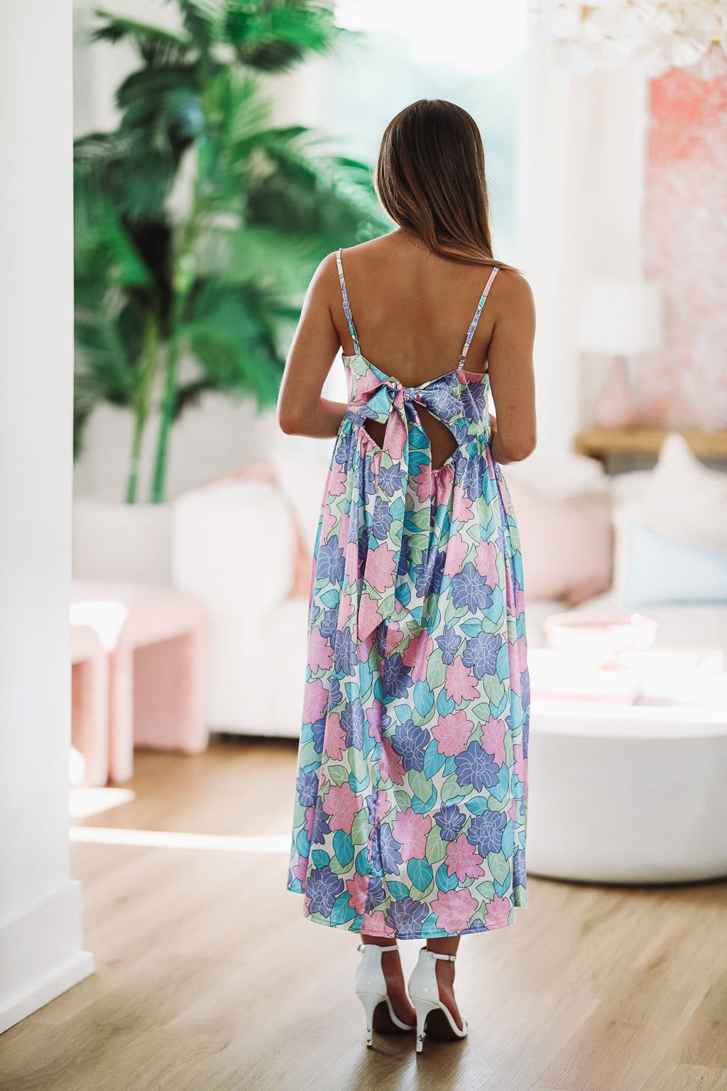 HAZEL & OLIVE Swing Into Love Floral Maxi Dress - Pink, Purple, Green and Blue