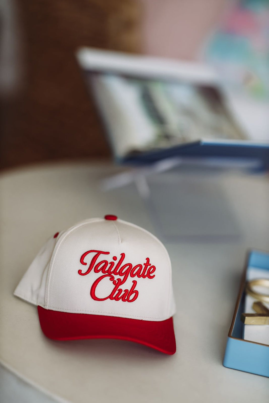 HAZEL & OLIVE Tailgate Club Snapback Cap - Red and Cream