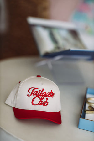 HAZEL & OLIVE Tailgate Club Snapback Cap - Red and Cream