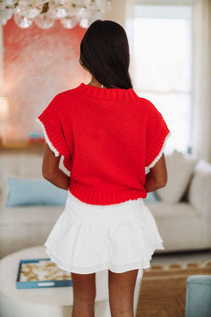 HAZEL & OLIVE Take My Heart Crop Sweater - Red