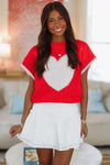 HAZEL & OLIVE Take My Heart Crop Sweater - Red