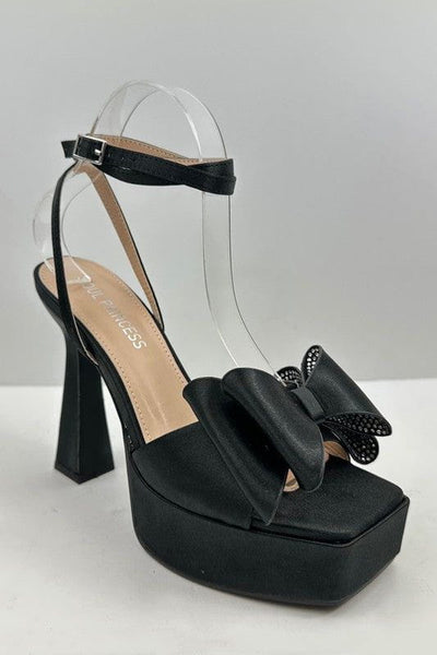 The Bow Platform Heels - Black - H&O