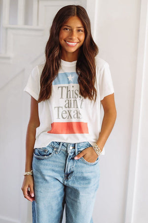 HAZEL & OLIVE The Laundry Room Cropped This Ain't Texas Flag Top - White