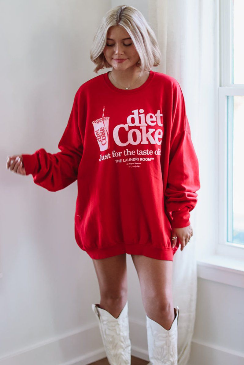 HAZEL & OLIVE The Laundry Room Diet Coke on Ice Jumper Pullover - Red