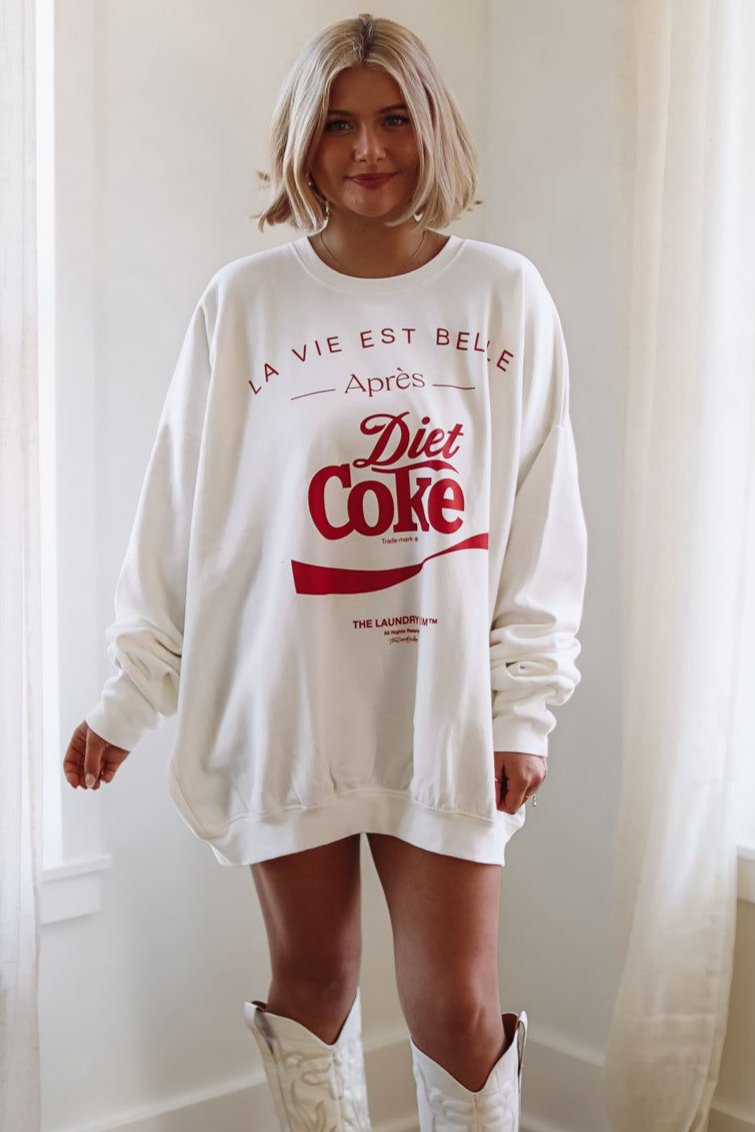 HAZEL & OLIVE The Laundry Room Life is Beautiful After Diet Coke Jumper Pullover - White