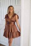 HAZEL & OLIVE Tied With Love Mini Dress - Bronze