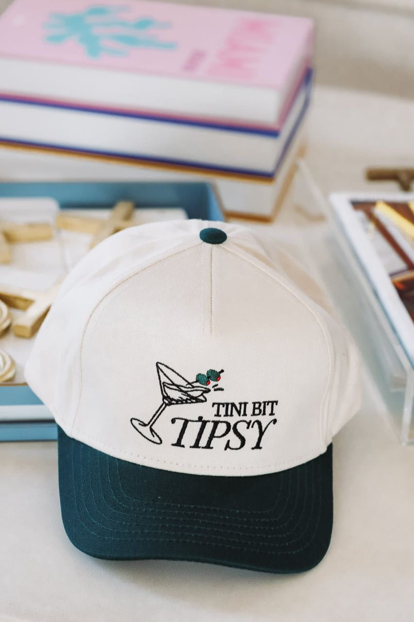 HAZEL & OLIVE Tini Bit Tipsy Two Toned Snapback Hat - Beige and Green