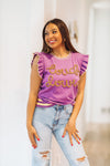 HAZEL & OLIVE Touchdown Tinsel Sweater - Purple and Yellow Gold