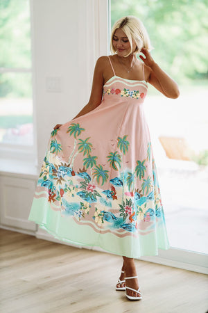 HAZEL & OLIVE Tropical Vibes Maxi Dress - Pink