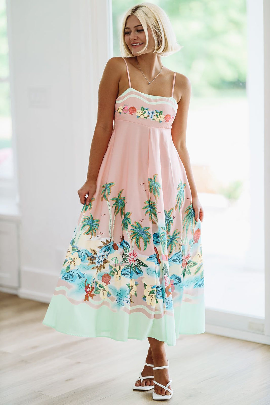 HAZEL & OLIVE Tropical Vibes Maxi Dress - Pink