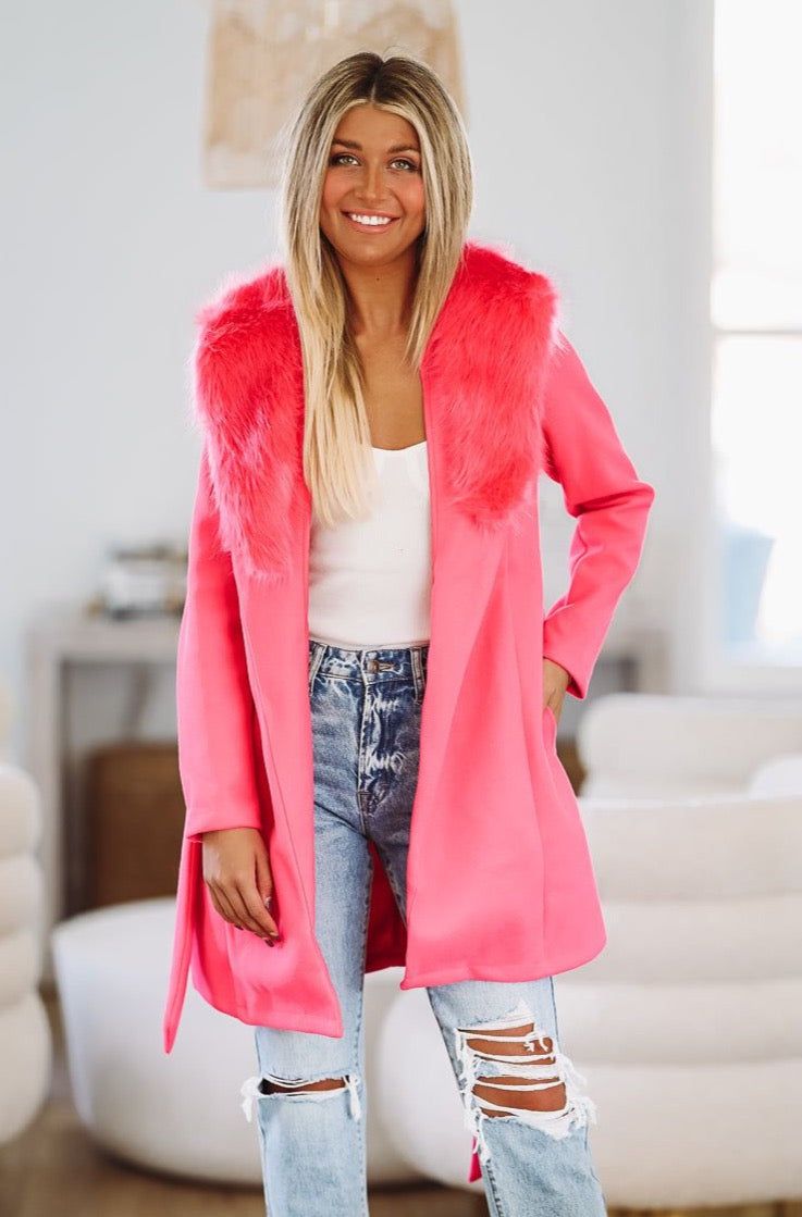 Bright pink hot sale trench coat