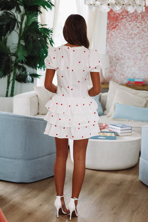 HAZEL & OLIVE Wear With Love Mini Dress - White and Red