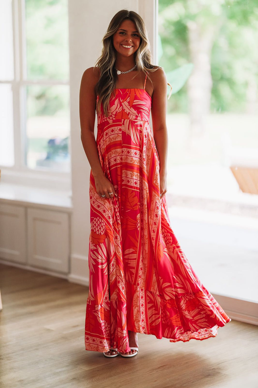 HAZEL & OLIVE Week in Cabo Maxi Dress - Orange and Pink