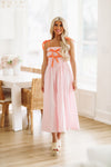 HAZEL & OLIVE Your Crush Midi Dress - Pink and Orange