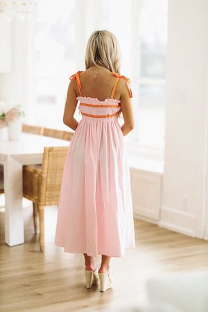 HAZEL & OLIVE Your Crush Midi Dress - Pink and Orange