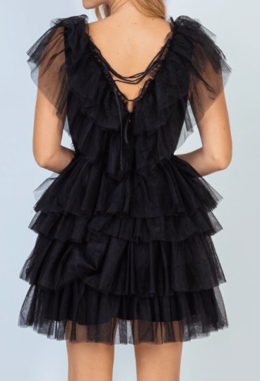 After Five Tulle Cocktail Mini Dress - Black