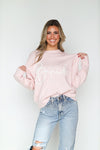 HAZEL & OLIVE Bride Tinsel Pullover Sweater - Baby Pink