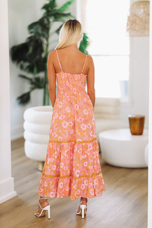 HAZEL & OLIVE My Favorite Maxi Dress - Pink and Orange