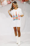 Hazel & Olive Pop Fizz Clink Graphic Tee/Dress - White